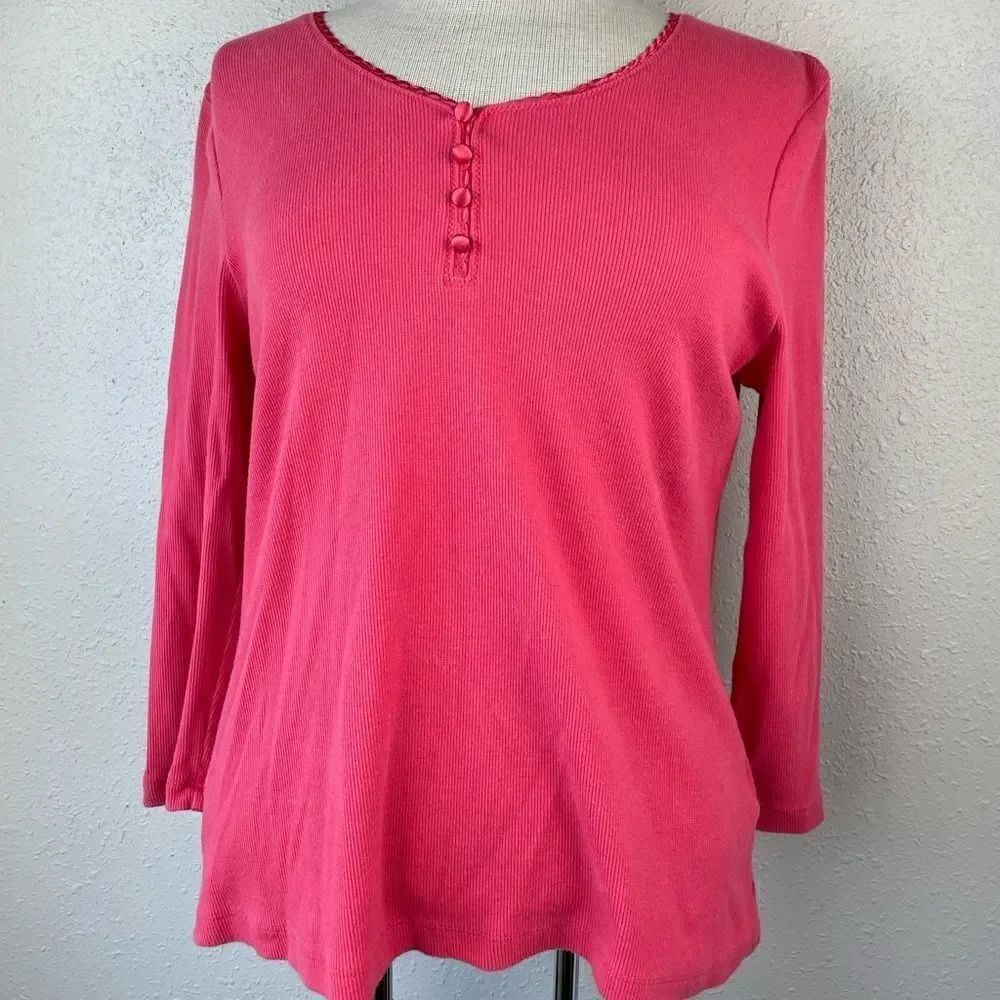 Pre-Owed Croft & Barrow Womens Salmon Color Long Sleeve Top Size M